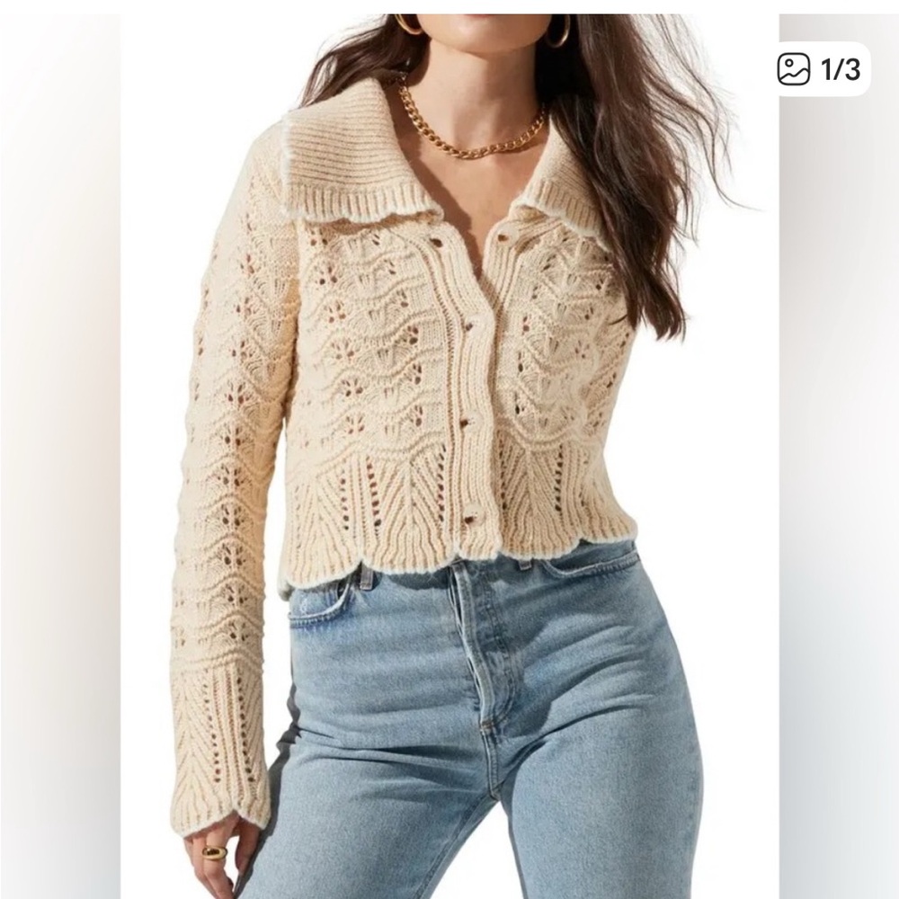 Astr the label scalloped collar cardigan